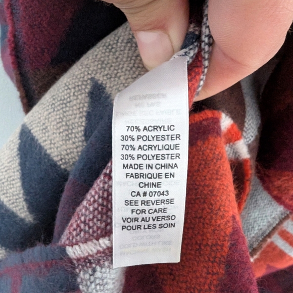 Girl Krazy Red and Blue Geometric Accent Poncho - Picture 8 of 8